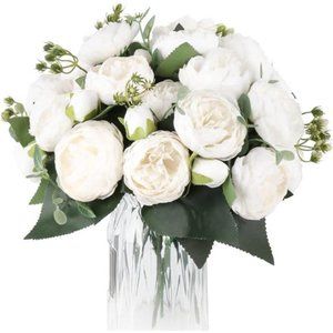 Artificial Peony Flower Silk Peonies Bouquet 4Bundles Fake Flowers Bulk for Home
